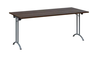 SLA 180 lak skládací jednací stůl 1800x800, deska 25 mm, podnož stříbrný lak, deska ořech královský